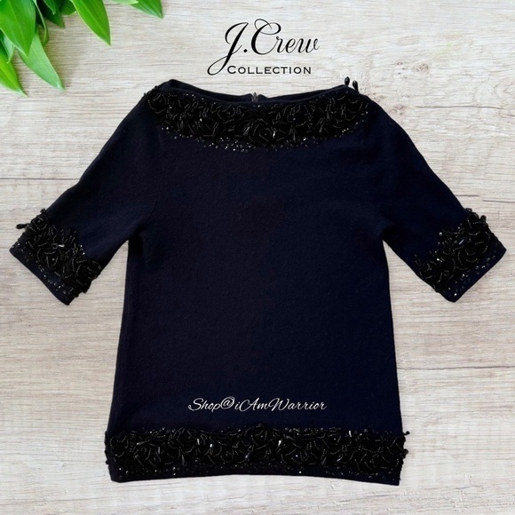 J.Crew Collection RARE chandelier beaded navy cashmere sweater *shop@iamwarrior - Picture 5 of 10